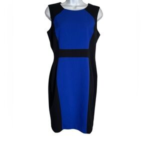 Calvin Klein dress size 8 royal blue & black colorblock sheath dress